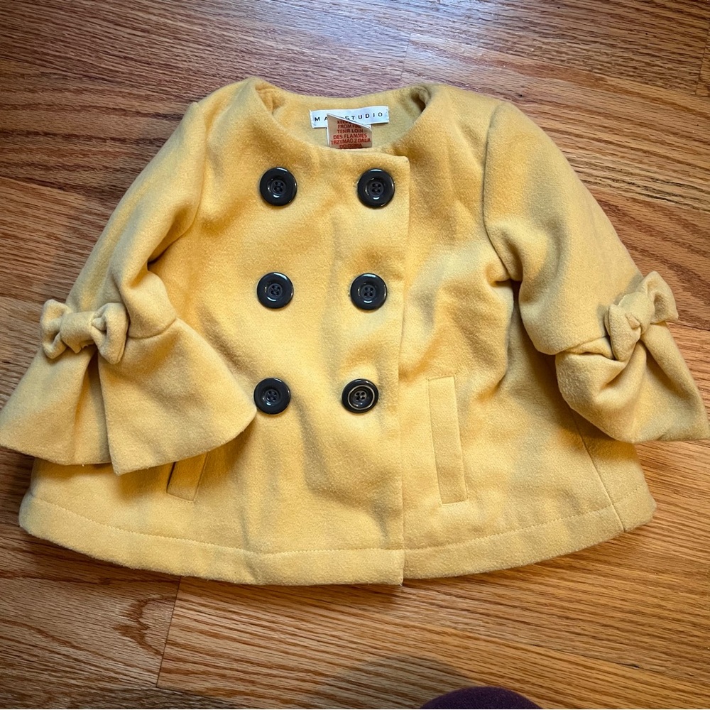 Max studio yellow double breasted coat size 18 months